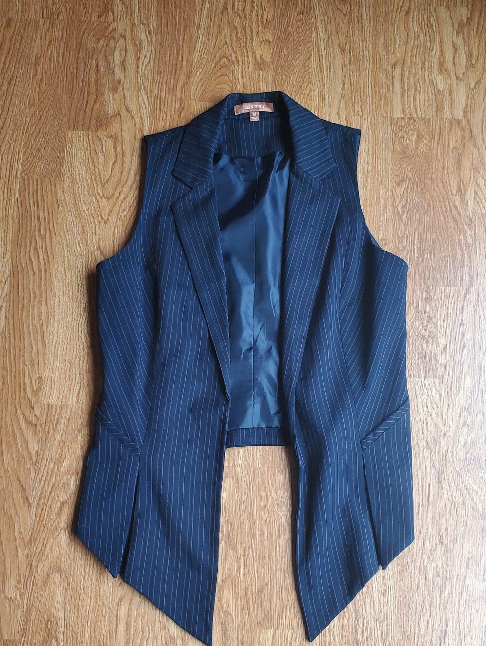 Ellen Tracy Navy Pinstriped Executive Vest Size M